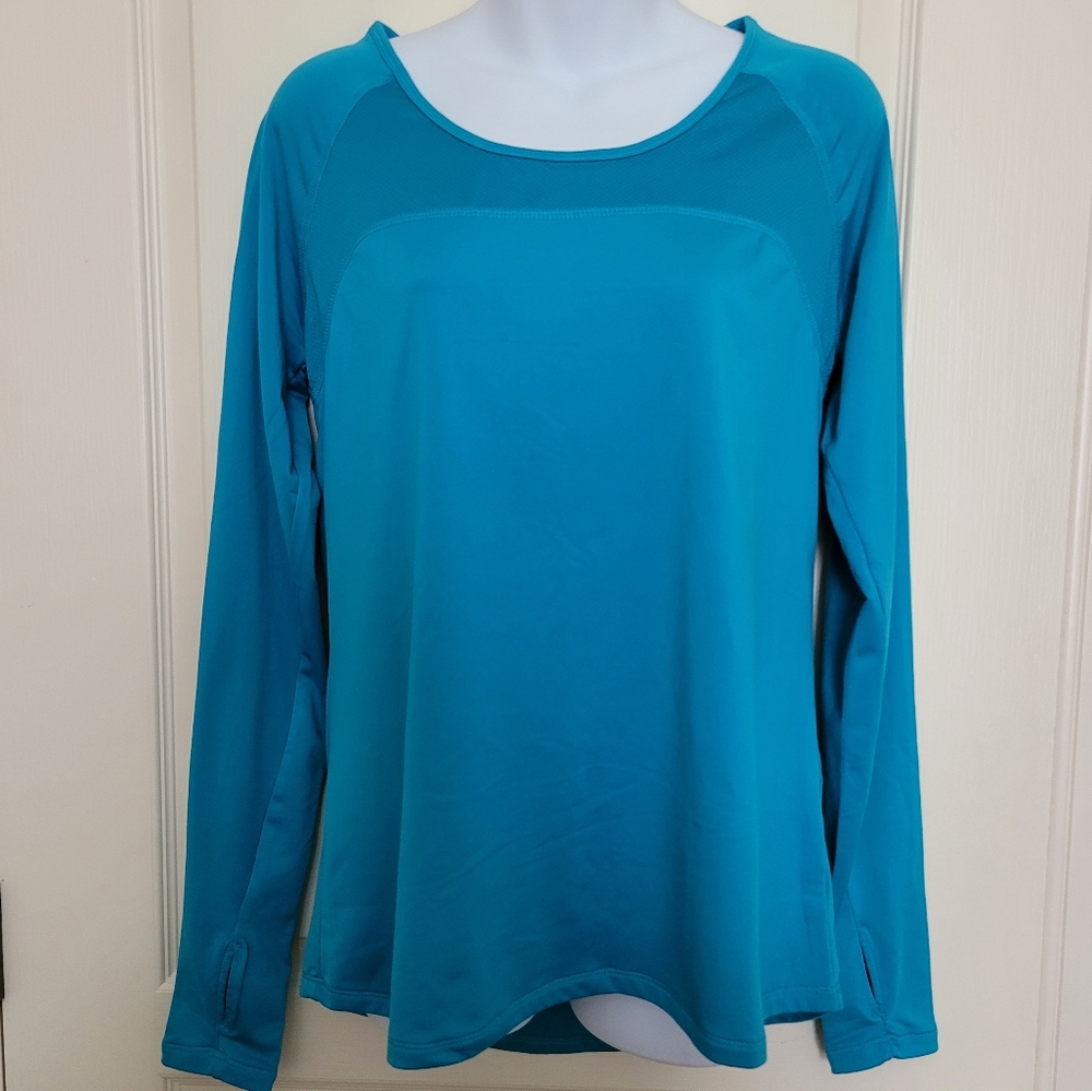 Marika Platinum Teal Dry Wik Performance Athletic Top, Sz L, EUC
